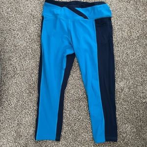 Avia cropped leggings. 2 toned blue. Size XL. Never worn. Washed once. Pockets!